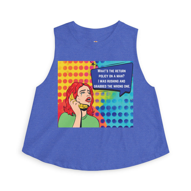 Retro Pop Art Crop Top - "What's the Return Policy on a Man" Tank