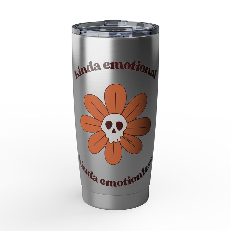 20oz Vagabond Tumbler - "Kinda Emotional Kinda Emotionless" Flower Skull Insulated Traveler Cup