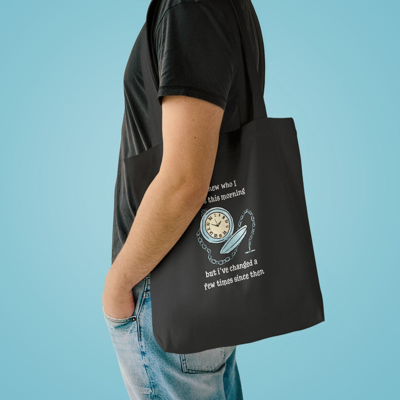 Wonderland Large Cotton Canvas Tote Bag “I Knew Who I Was This Morning But I’ve Changed A Few Times Since Then”