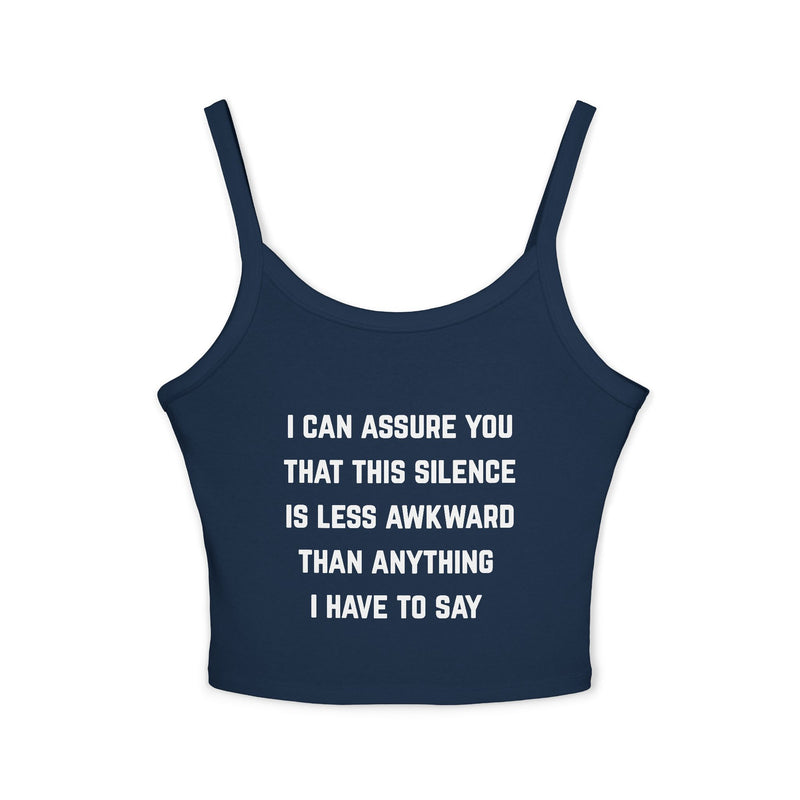 Spaghetti Tank — "Awkward Silence" Graphic Crop Top