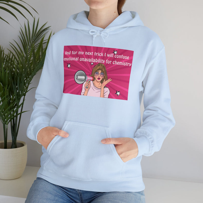 Graphic Hoodie — Retro Pop Art "Emotional Unavailability" Hooded Sweatshirt
