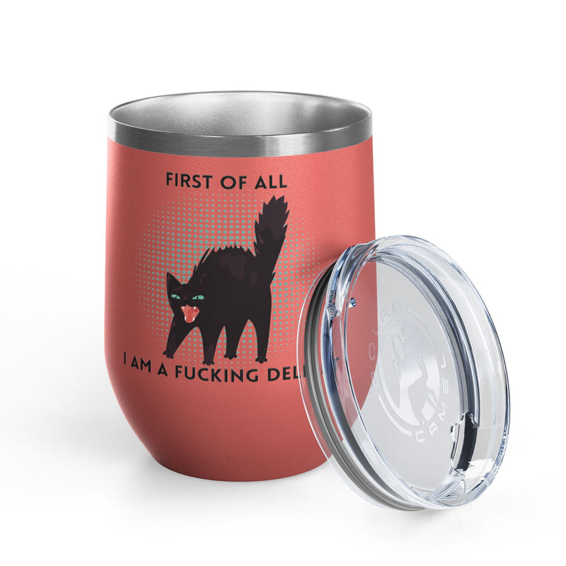 Fucking Delight Sassy Cat Wine Tumbler - Insulated Stainless Steel Wine Glass