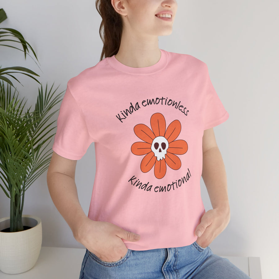 Graphic Tee - Kinda Emotionless Kinda Emotional Floral Skull Mental Health Awareness T-Shirt