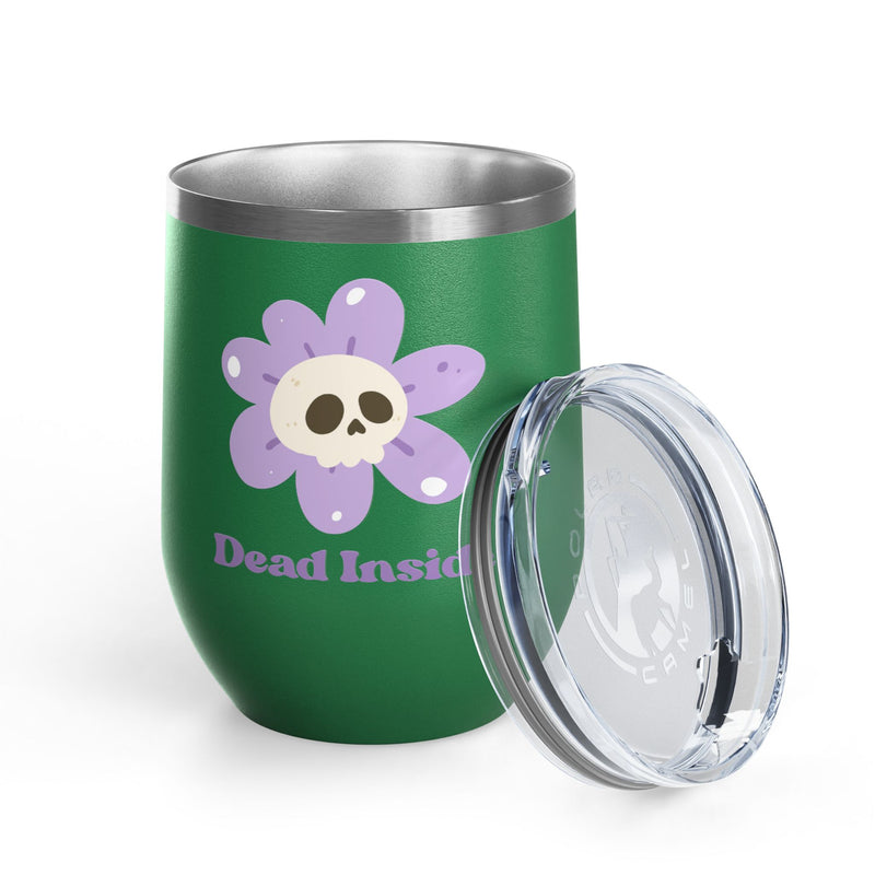 "Dead Inside" Floral Skull Wine Tumbler - Stainless Steel Insulated Outdoor Wine Cup - Pairs Perfectly with Patio for Day Drinking