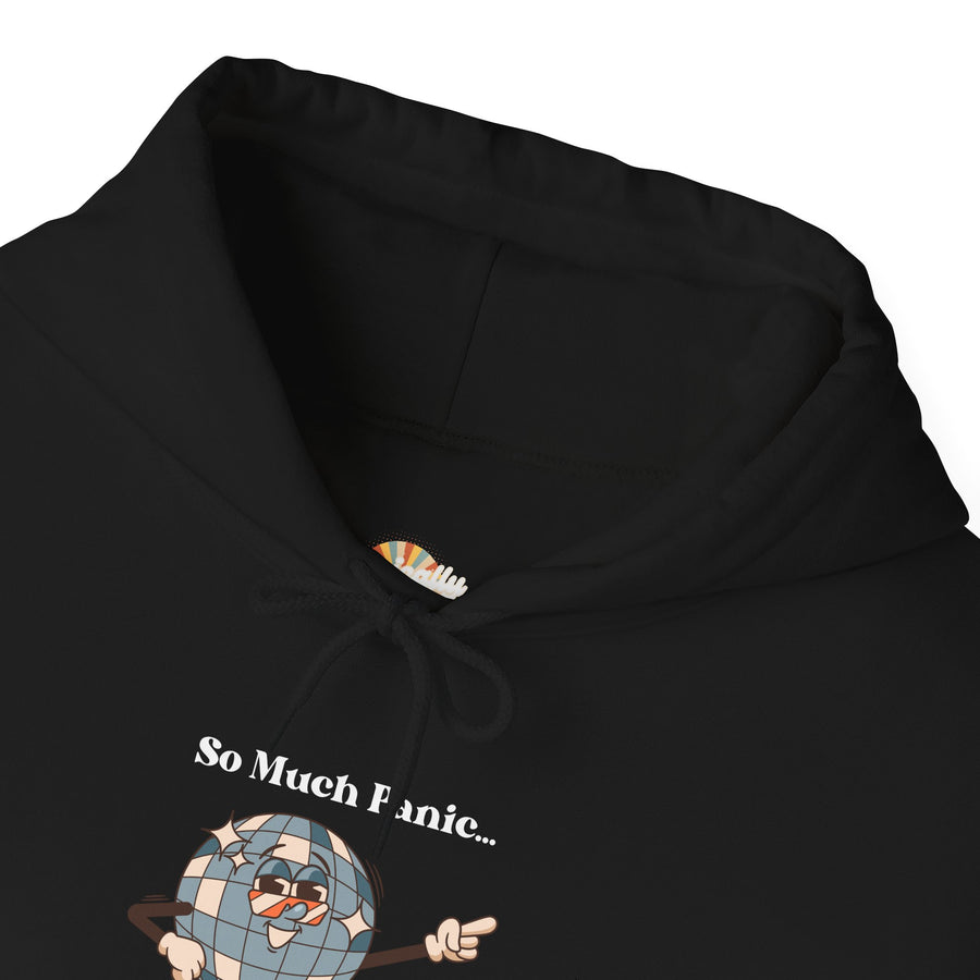 Retro Hoodie "Too Much Panic, Not Enough Disco" Hooded Sweatshirt