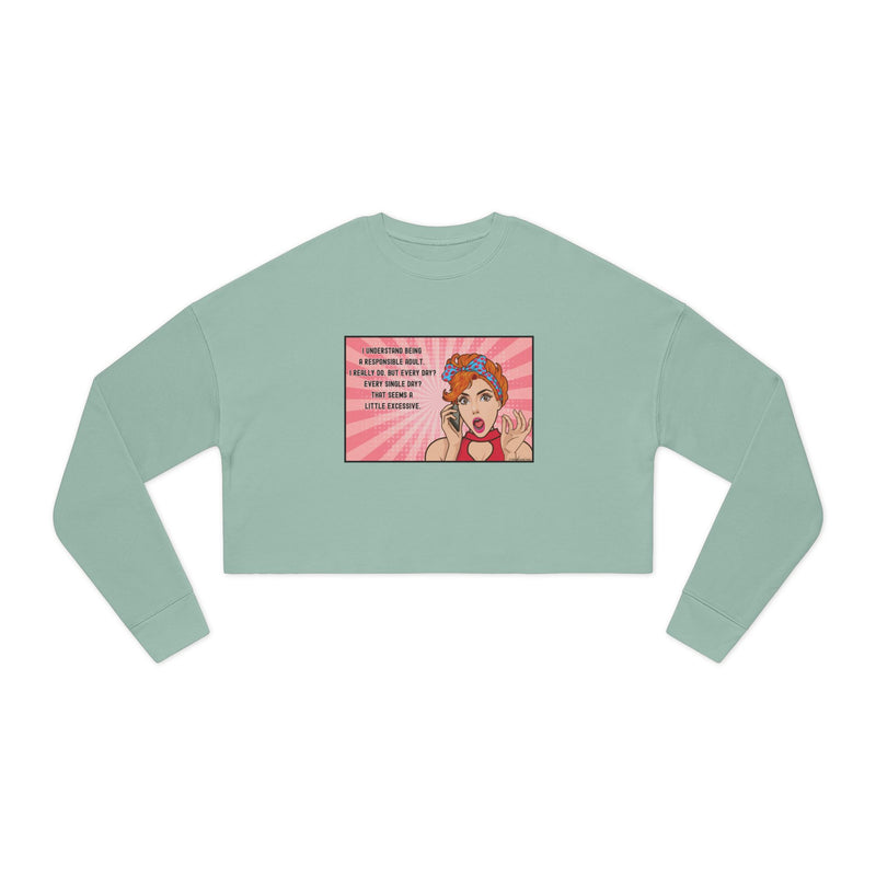 Cropped Sweatshirt — Retro Pop Art 'Responsible Adult' Women's Crop Top