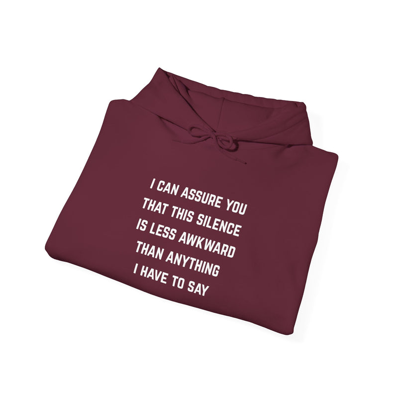 "Awkward Silence" Hoodie - Unisex Heavy Blend™ Minimalist Graphic Text Hooded Sweatshirt