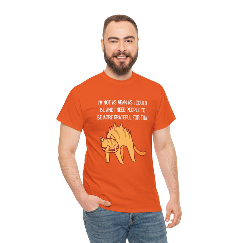 Sassy Cat Attitude T-Shirt — "I’m Not As Mean As I Could Be" Graphic Tee