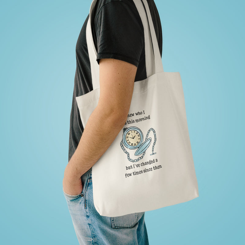 Wonderland Large Cotton Canvas Tote Bag “I Knew Who I Was This Morning But I’ve Changed A Few Times Since Then”