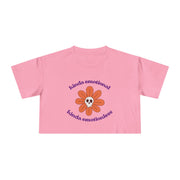 Crop Tee — 'Kinda Emotional, Kinda Emotionless' Retro Flower Skull Graphic T-shirt Top