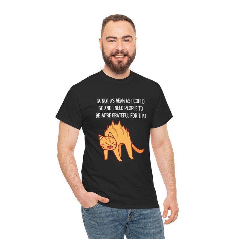 Sassy Cat Attitude T-Shirt — "I’m Not As Mean As I Could Be" Graphic Tee