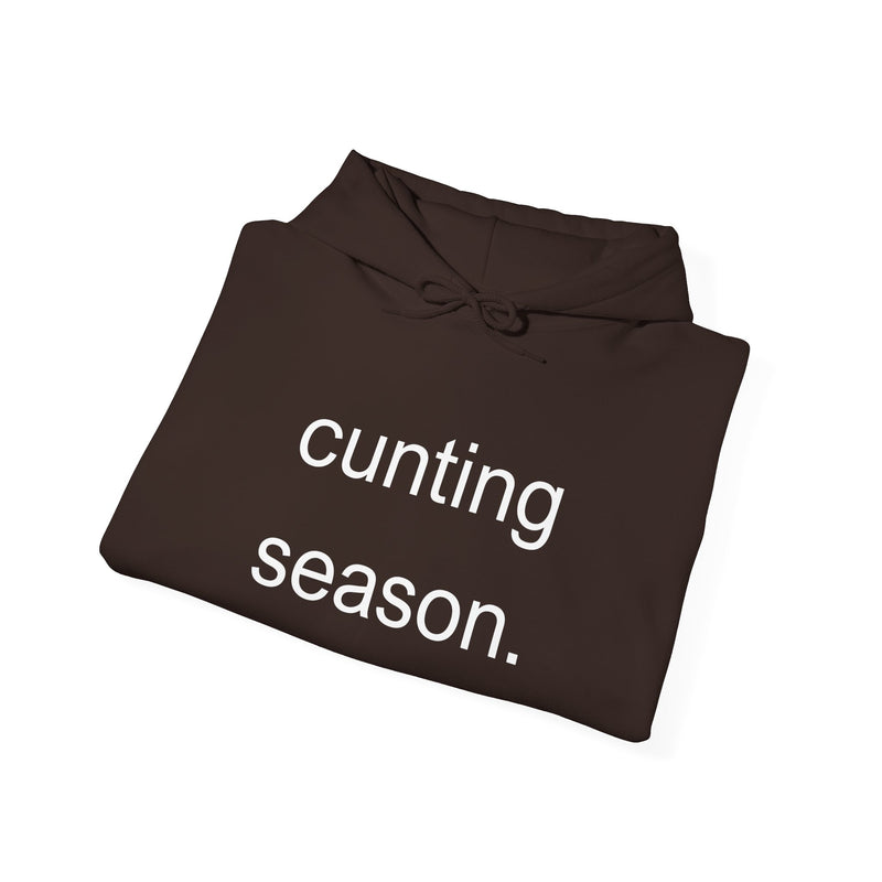 Bold Empowering Statement "cunting season." Hoodie — Minimalist Slogan Hooded Sweatshirt