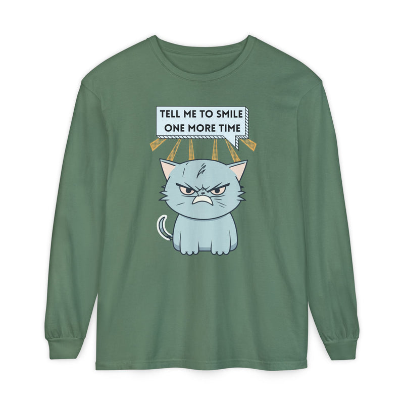 Grumpy Cat "Tell Me To Smile One More Time" Long Sleeve Tee