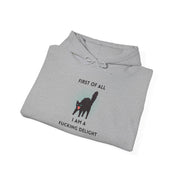 Sassy Cat Hoodie — "...I Am A Fucking Delight!" Graphic Hooded Sweatshirt