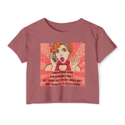 Pop Art Crop Top T-shirt — "Being Responsible Adult Every Single Day?" Graphic Tee for Women