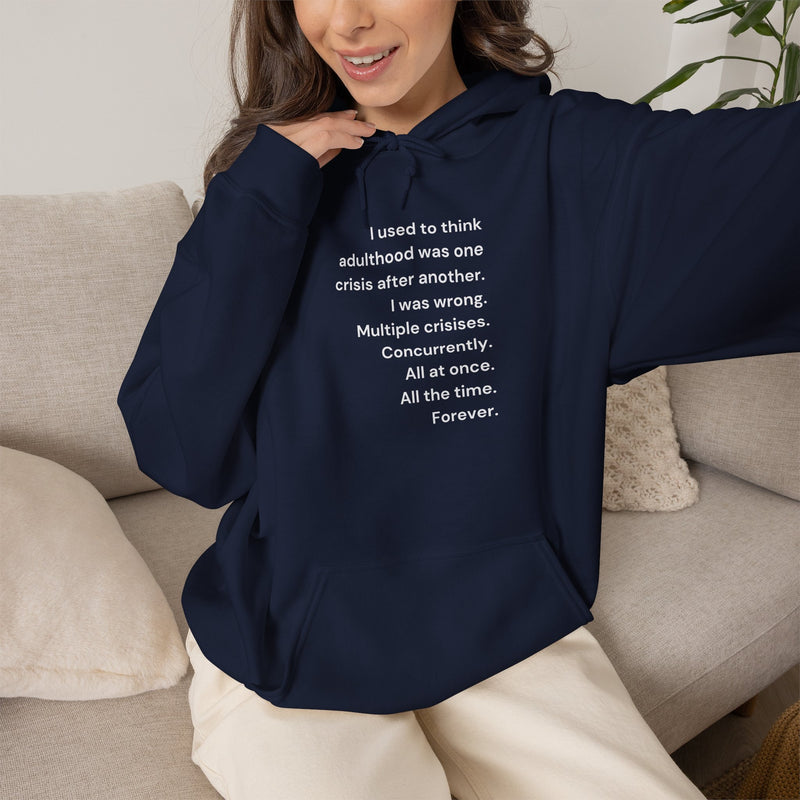 Graphic Text Hoodie — 'Adulthood' Hooded Sweatshirt