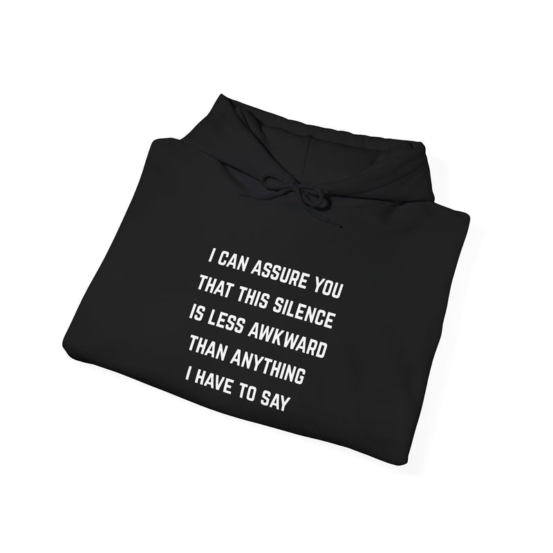 "Awkward Silence" Hoodie - Unisex Heavy Blend™ Minimalist Graphic Text Hooded Sweatshirt