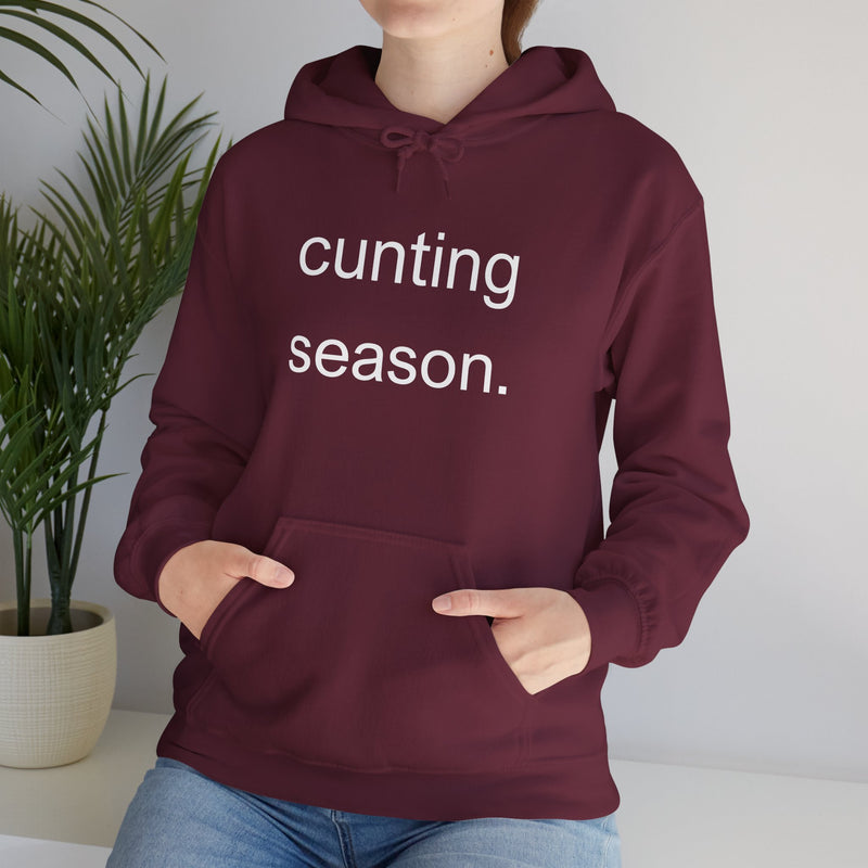 Bold Empowering Statement "cunting season." Hoodie — Minimalist Slogan Hooded Sweatshirt