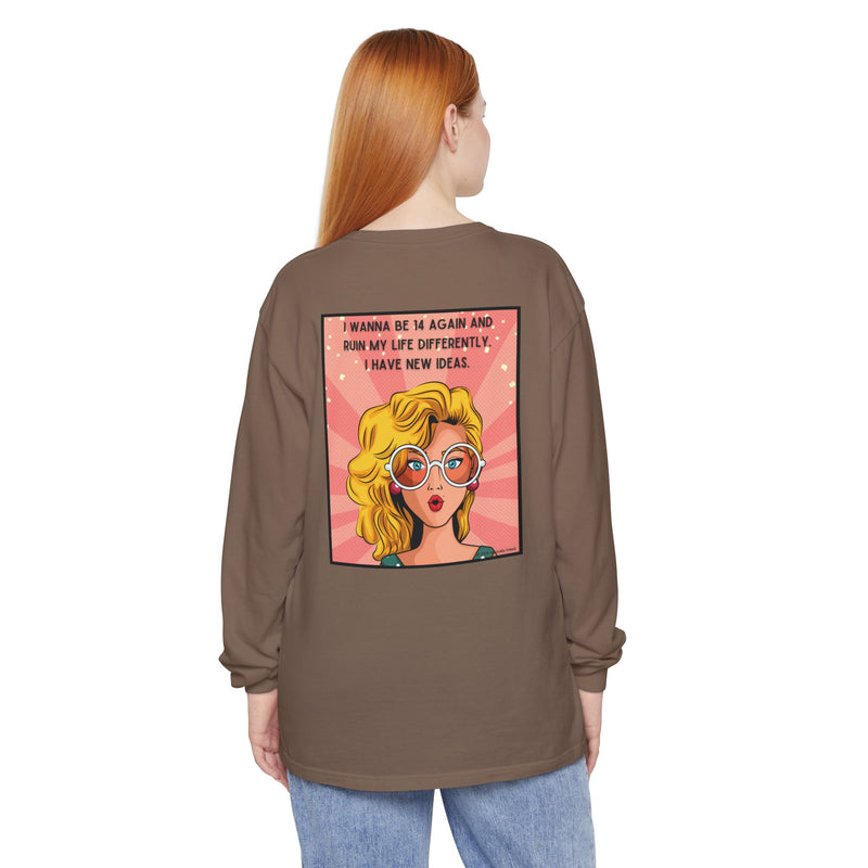 Pop Art Comic Long Sleeve Tee — "I Wanna Be in My Own Movie" Graphic Oversize T-Shirt