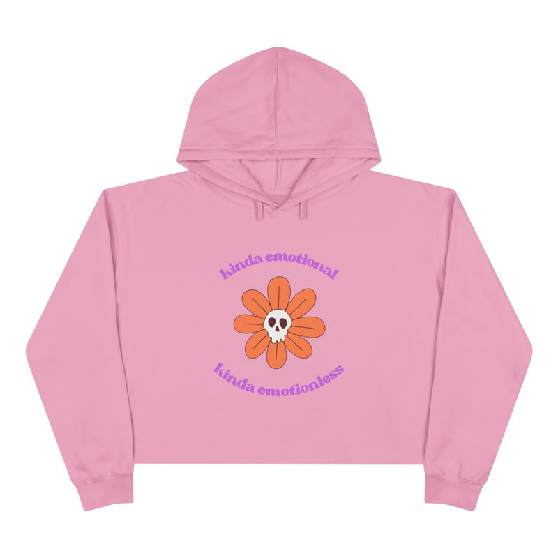 Crop Hoodie - "Kinda Emotional Kinda Emotionless" Flower Skull Hooded Sweatshirt