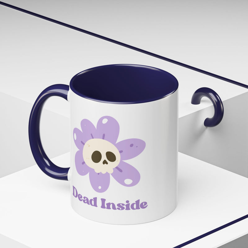 Coffee or Tea Mug — "Dead Inside" Floral Skull Accent Mug