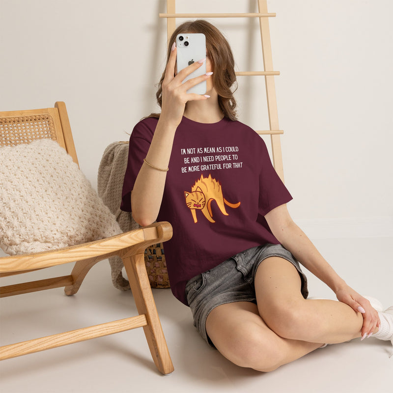 Sassy Cat Attitude T-Shirt — "I’m Not As Mean As I Could Be" Graphic Tee