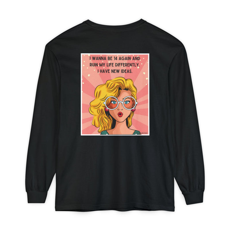 Pop Art Comic Long Sleeve Tee — "I Wanna Be in My Own Movie" Graphic Oversize T-Shirt