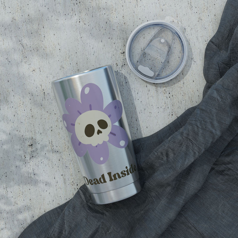 20oz Vagabond Tumbler — 'Dead Inside' Purple Skull Flower Traveler Mug