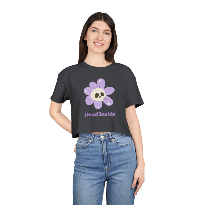 Dead Inside Floral Skull Crop Tee — Women's Graphic T-Shirt Top