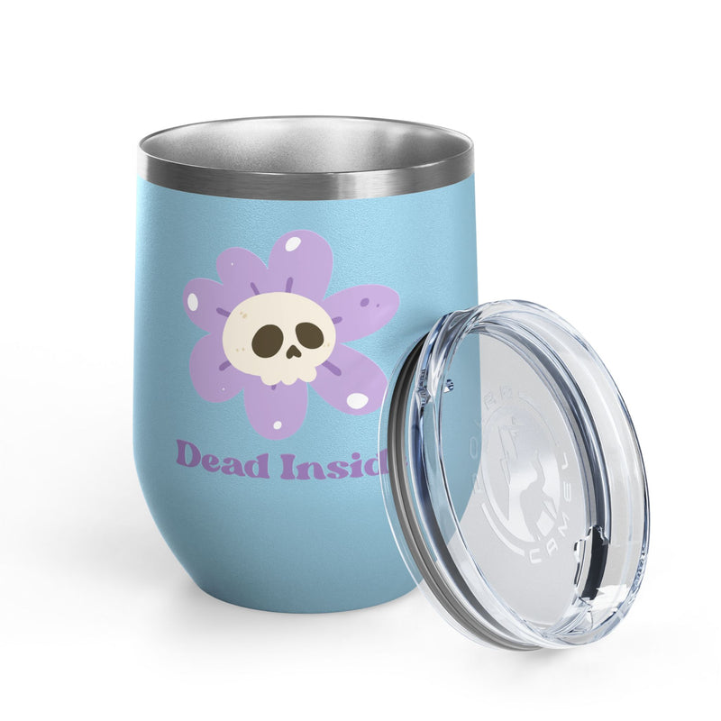 "Dead Inside" Floral Skull Wine Tumbler - Stainless Steel Insulated Outdoor Wine Cup - Pairs Perfectly with Patio for Day Drinking