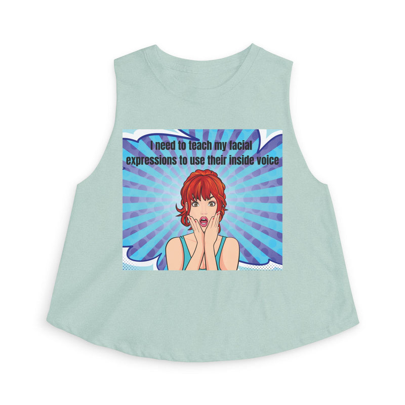 Pop Art Crop Top – "I Need to Teach My Facial Expressions to Use Their Inside Voice" Tank