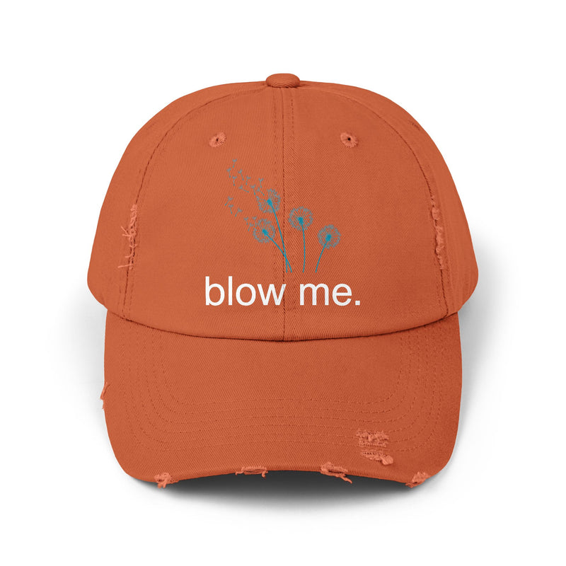 "Blow Me" Dandelion Cap — Distressed Baseball Hat