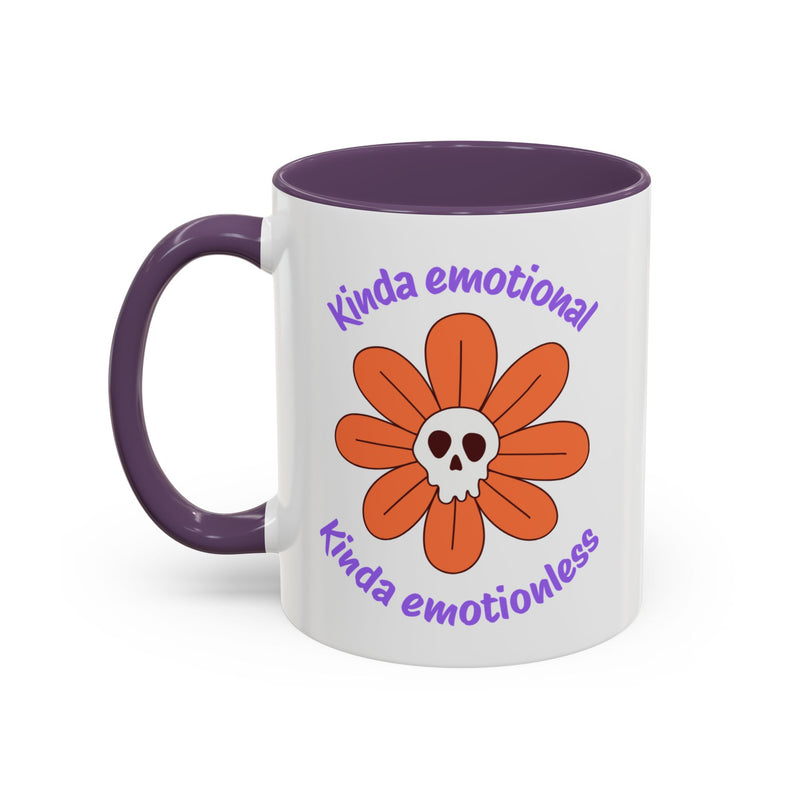 Coffee or Tea Mug — "Kinda Emotional, Kinda Emotionless" Floral Skull Accent Mug