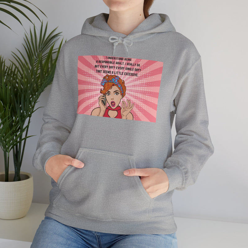 Retro Pop Art Hooded Sweatshirt — "Responsible Adult..." Graphic Hoodie