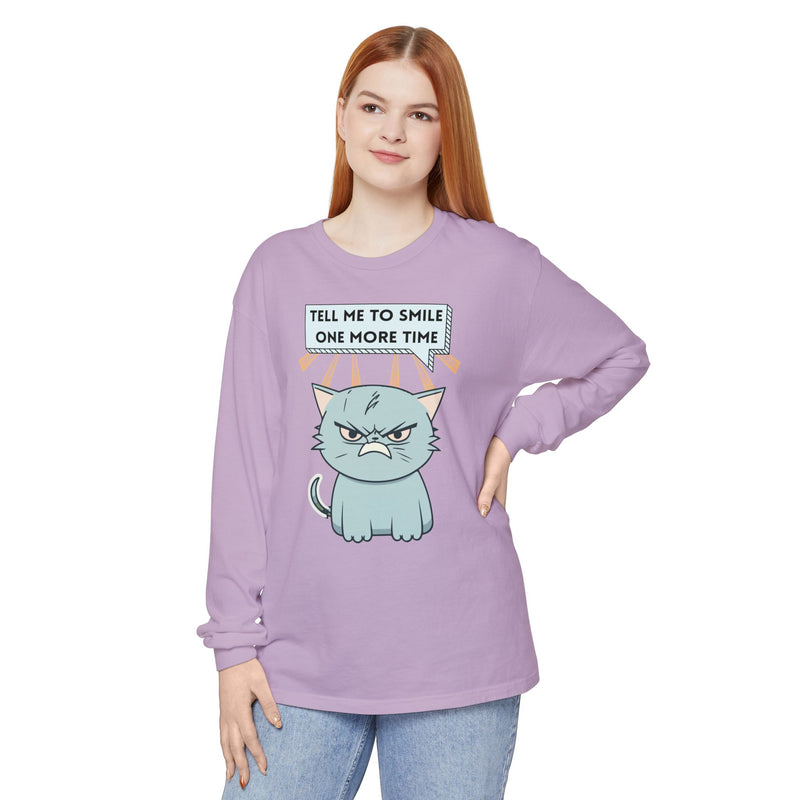 Grumpy Cat "Tell Me To Smile One More Time" Long Sleeve Tee