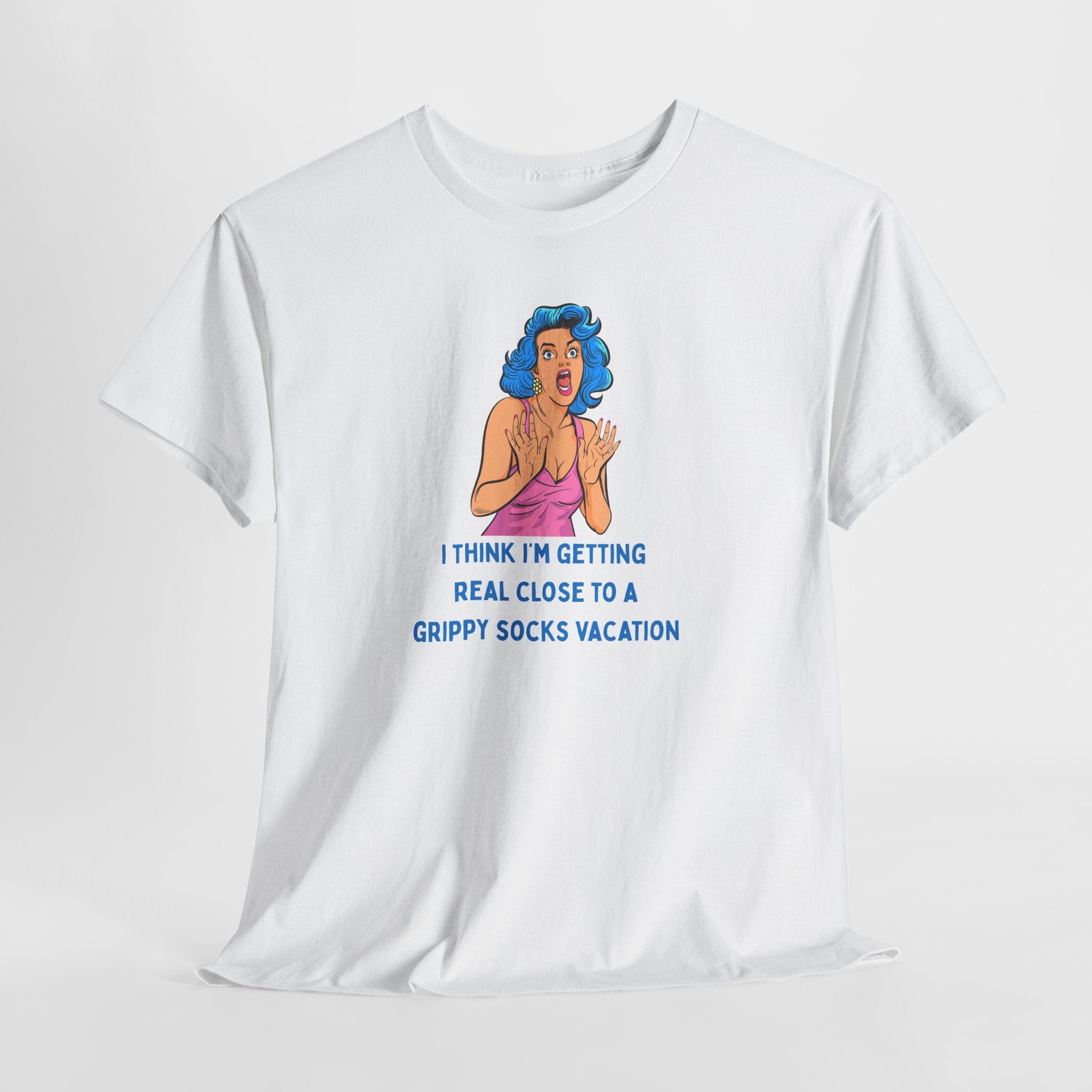 Pop Art Tee - "Grippy Socks Vacation" Mental Health Awareness Graphic T-Shirt