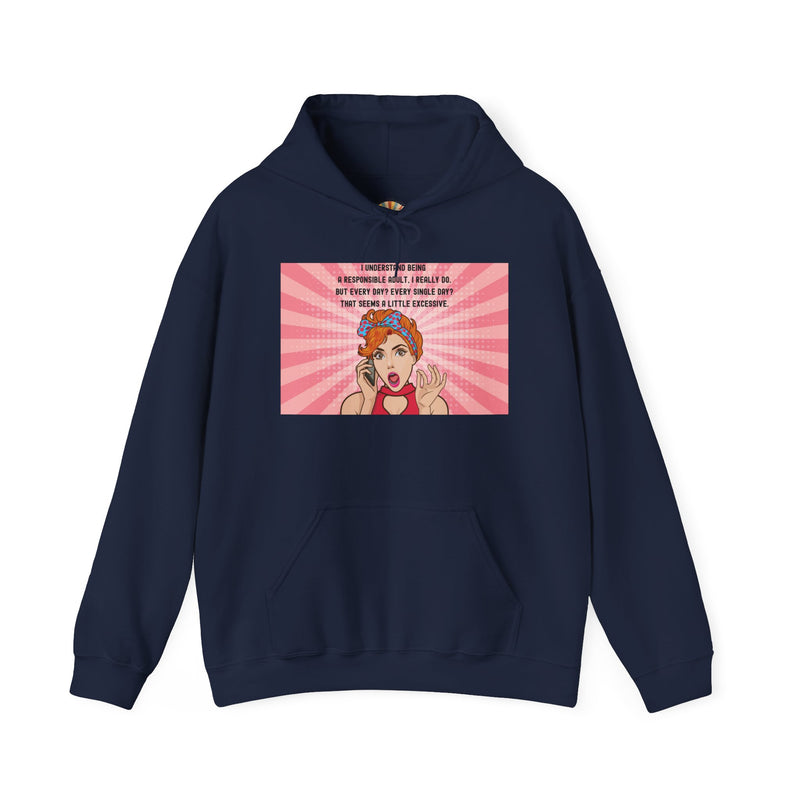 Retro Pop Art Hooded Sweatshirt — "Responsible Adult..." Graphic Hoodie