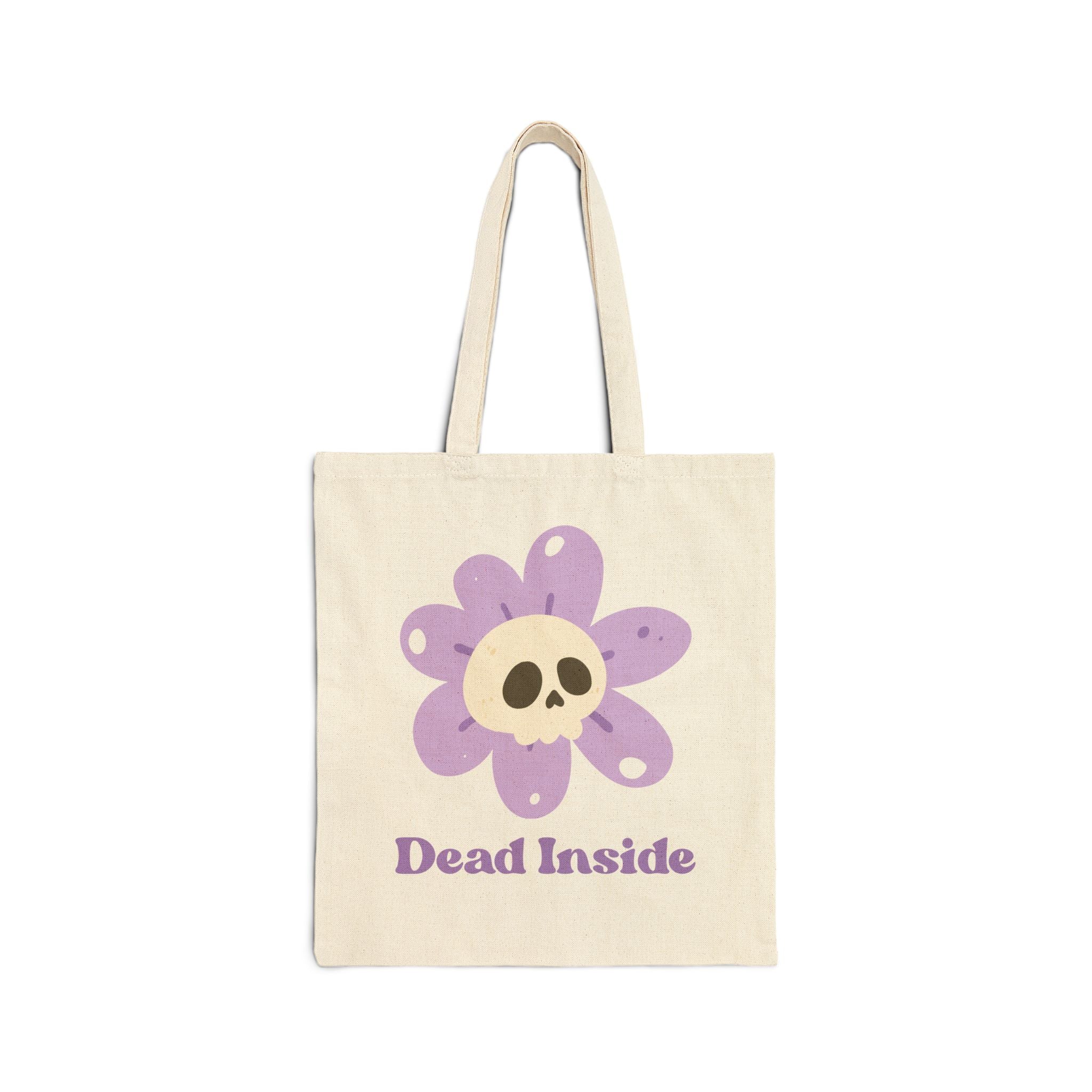 Tote Bag — 'Dead Inside' Skull Flower Canvas Tote