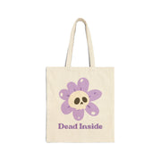 Tote Bag — 'Dead Inside' Skull Flower Canvas Tote