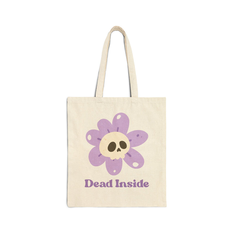 Mental Health Awareness Graphic Tote Bag — 'Dead Inside' Skull Flower Reusable Canvas Tote