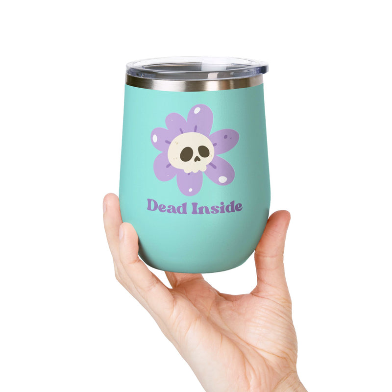 "Dead Inside" Floral Skull Wine Tumbler - Stainless Steel Insulated Outdoor Wine Cup - Pairs Perfectly with Patio for Day Drinking