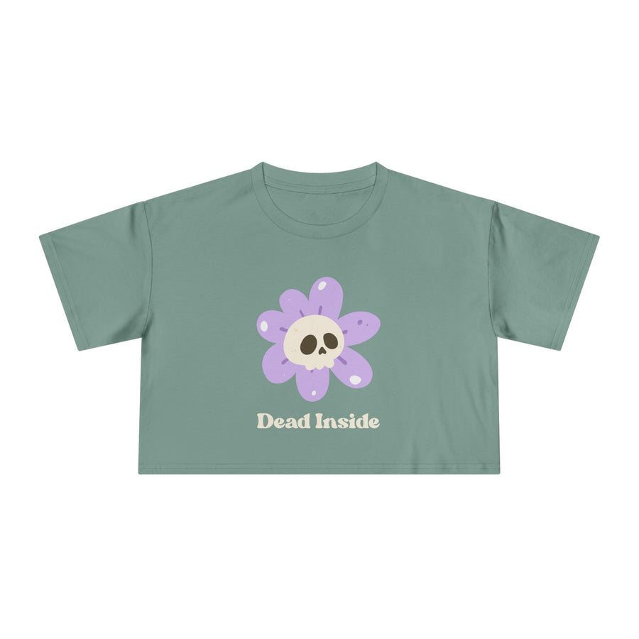 Dead Inside Floral Skull Crop Tee — Women's Graphic T-Shirt Top
