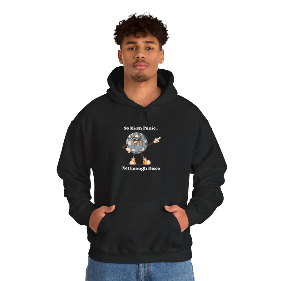 Retro Hoodie "Too Much Panic, Not Enough Disco" Hooded Sweatshirt