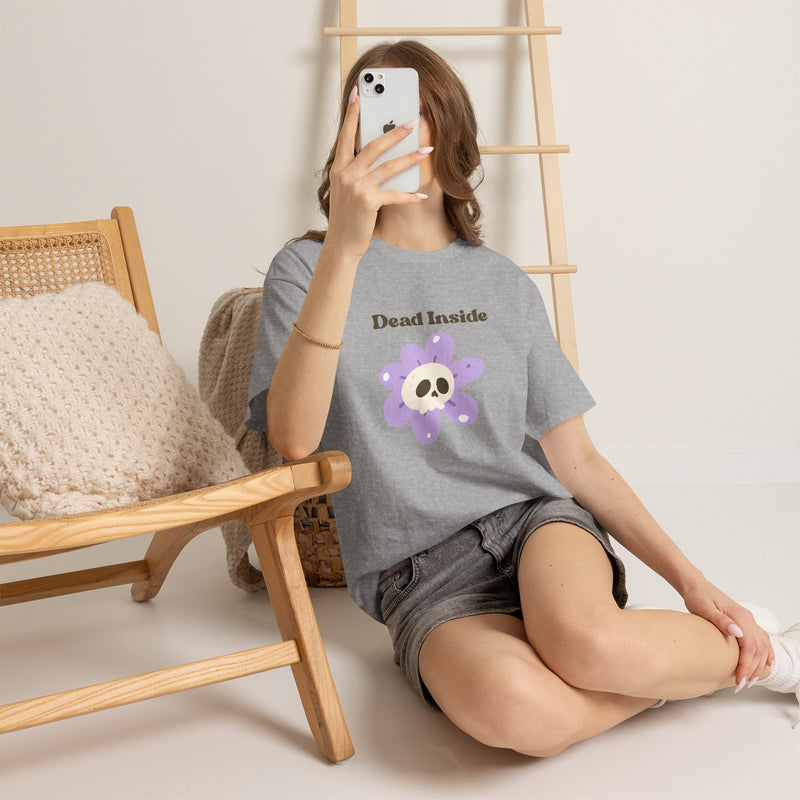 Graphic Tee — "Dead Inside" Skull Flower Mental Health Awareness T-Shirt