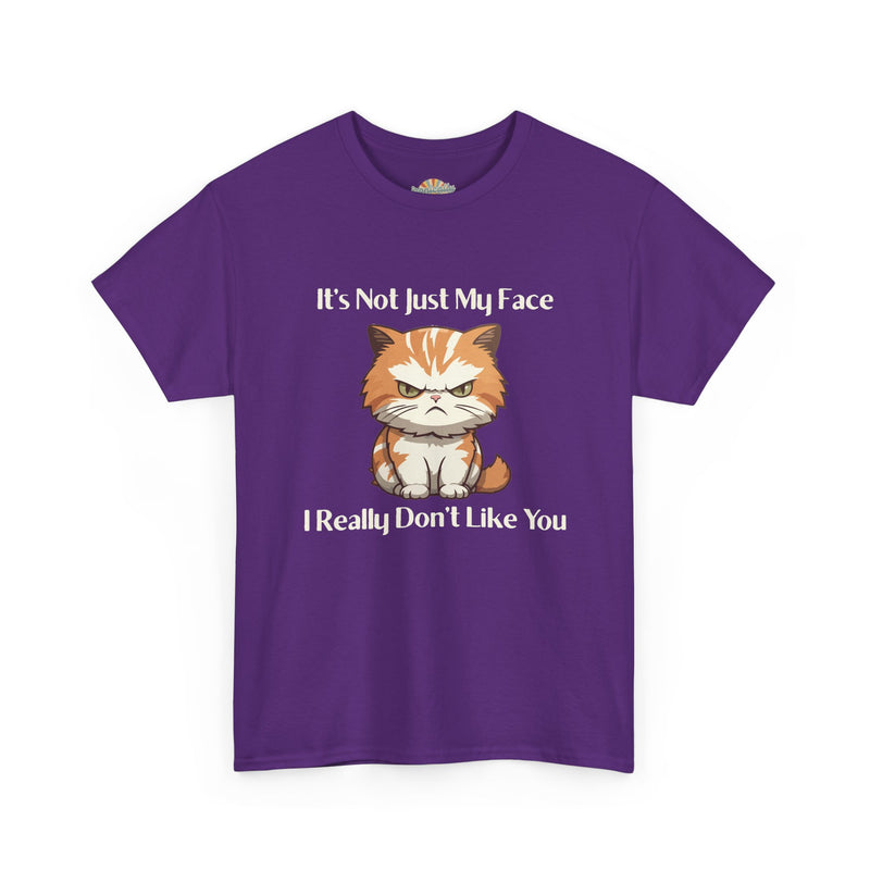 Sassy Cat Tee – "It's Not Just My Face, I Really Don't Like You" Funny Graphic T-Shirt
