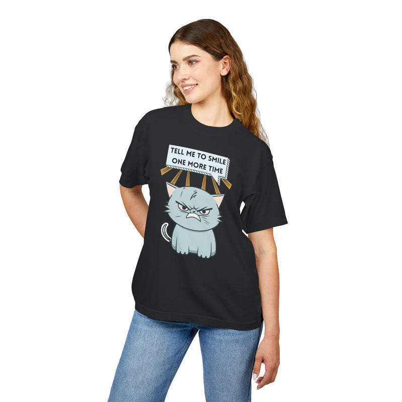 Grumpy Cat Garment Dyed Heavy Urban Tee "Tell Me to Smile One More Time"