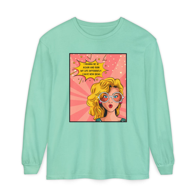 Pop Art Comic Long Sleeve Tee — "I Wanna Be in My Own Movie" Graphic Oversize T-Shirt