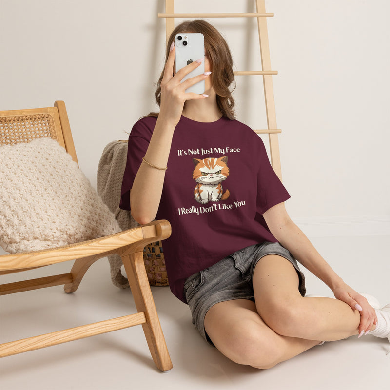 Sassy Cat Tee – "It's Not Just My Face, I Really Don't Like You" Funny Graphic T-Shirt