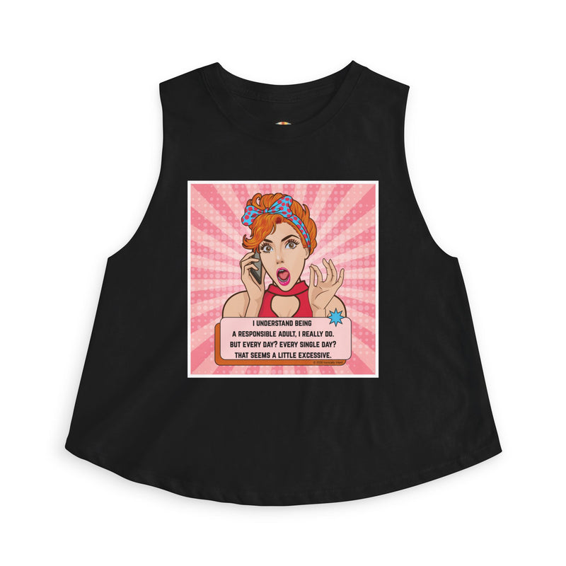 Crop Top - Retro Pop Art "I Understand Being A Responsible Adult..." Graphic Tank