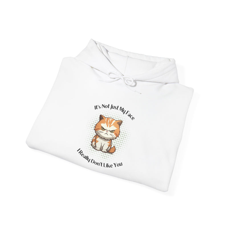 Sassy Cat Hoodie — "It's Not Just My Face, I Really Don't Like You"Graphic Hooded Sweatshirt